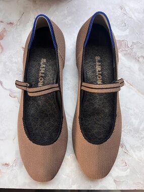 Rothy's Brown Knit Mary Jane Flats with black Trim
